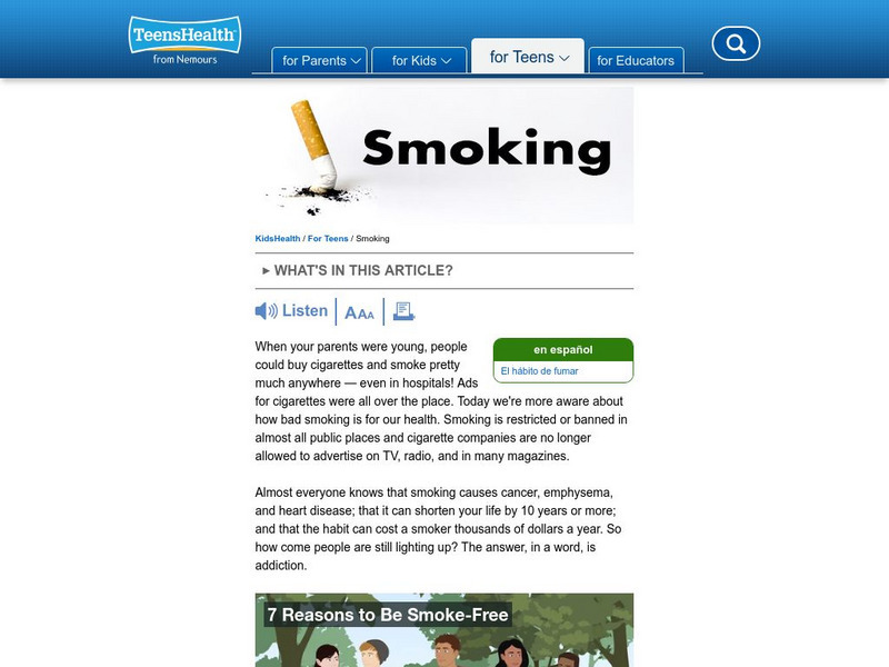 Kids Health: Smoking: Cutting Through the Hype Article Kids Health: Smoking: Cutting Through the Hype Article