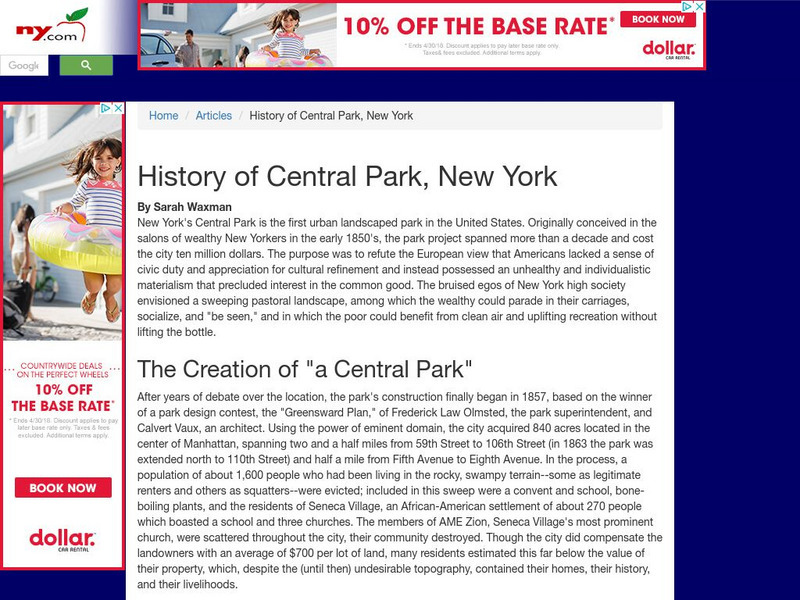 History of Central Park, New York Website History of Central Park, New York Website