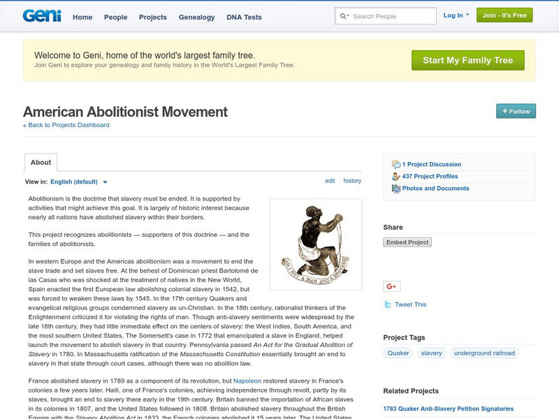 Geni: American Abolitionist Movement Website Geni: American Abolitionist Movement Website