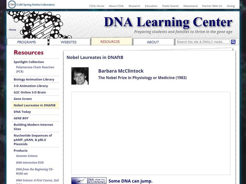Dolan Dna Learning Center: Nobel Laureate Barbara Mc Clintock Unit Plan