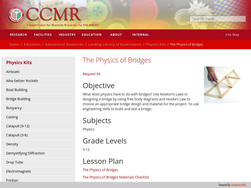 Cornell University: Cornell Center for Materials Research: The Physics of Bridges [Pdf] Lesson Plan