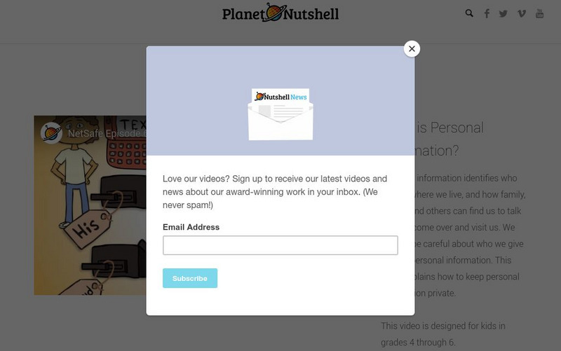 Planet Nutshell: Net Safe: What Is Personal Information (4 6) Instructional Video