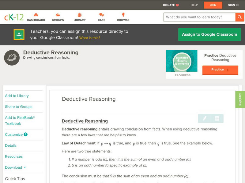 Ck 12: Geometry: Deductive Reasoning Unit Plan Ck 12: Geometry: Deductive Reasoning Unit Plan