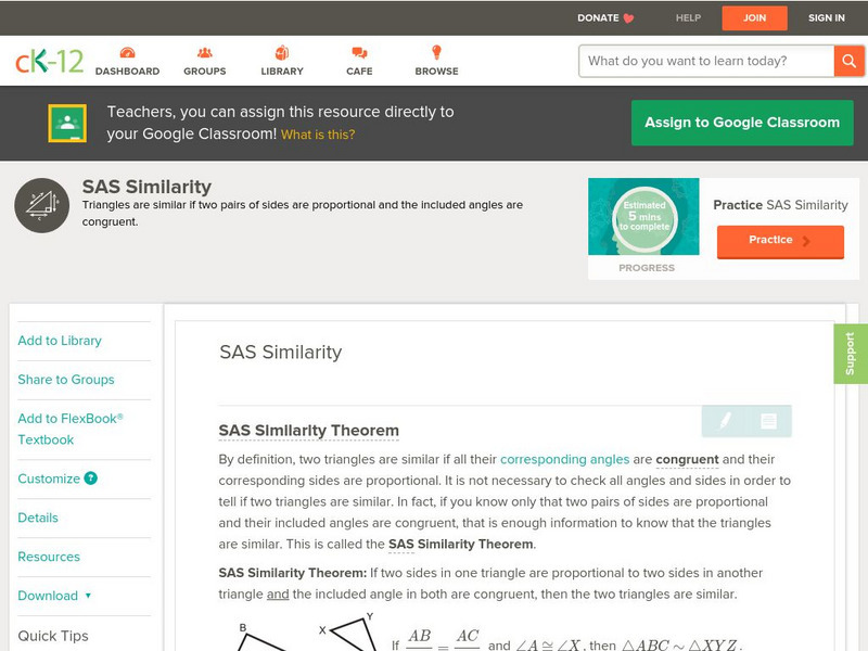 Ck 12: Geometry: Sas Similarity Unit Plan Ck 12: Geometry: Sas Similarity Unit Plan