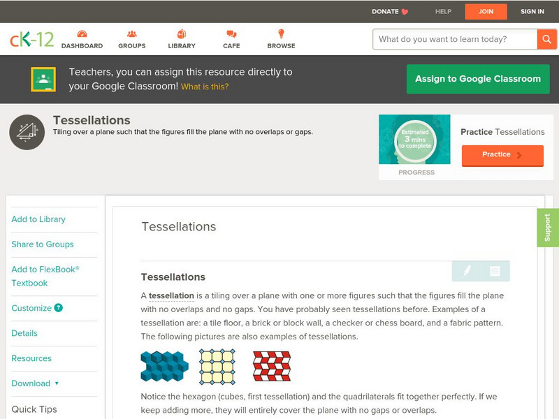 Ck 12: Geometry: Tessellations Grades 8 10 Unit Plan Ck 12: Geometry: Tessellations Grades 8 10 Unit Plan
