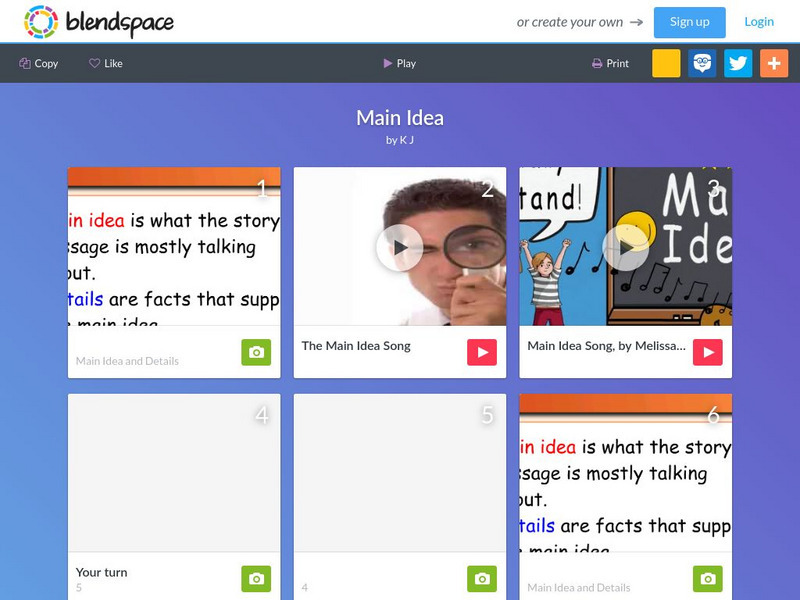 Blendspace: Main Idea Unit Plan Blendspace: Main Idea Unit Plan