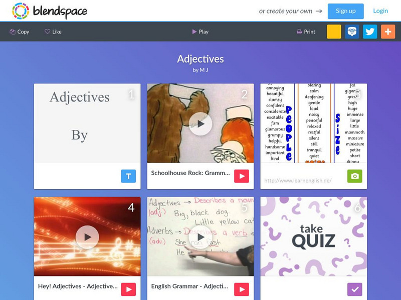Blendspace: Adjectives Unit Plan Blendspace: Adjectives Unit Plan