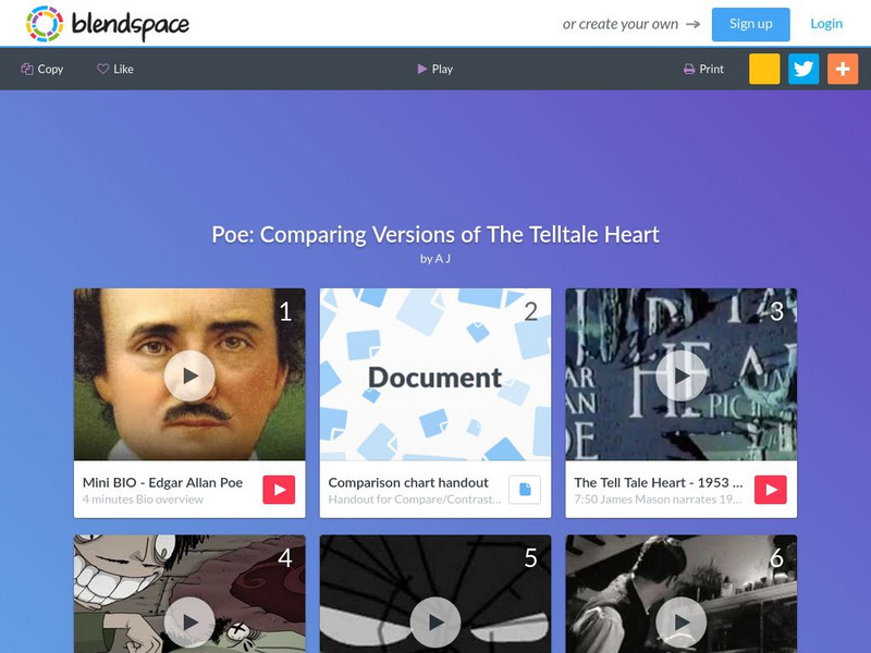 Blendspace: Poe: Comparing Versions of the Telltale Heart Unit Plan Blendspace: Poe: Comparing Versions of the Telltale Heart Unit Plan