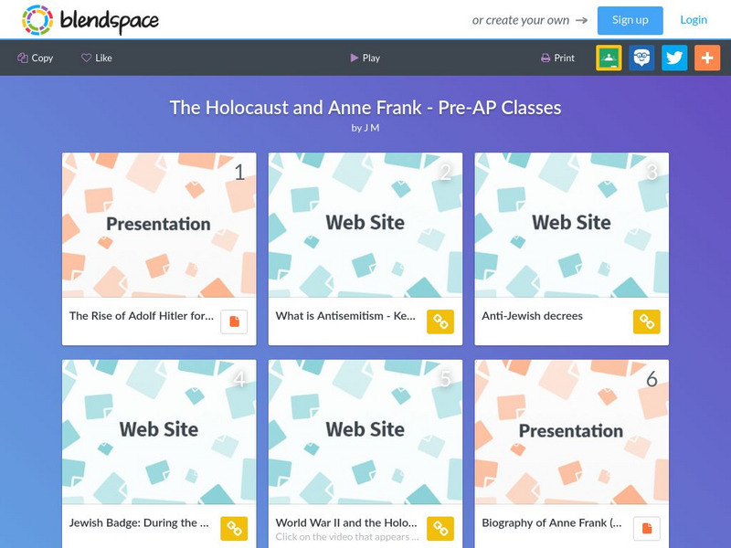 Blendspace: The Holocaust and Anne Frank Pre Ap Classes Unit Plan
