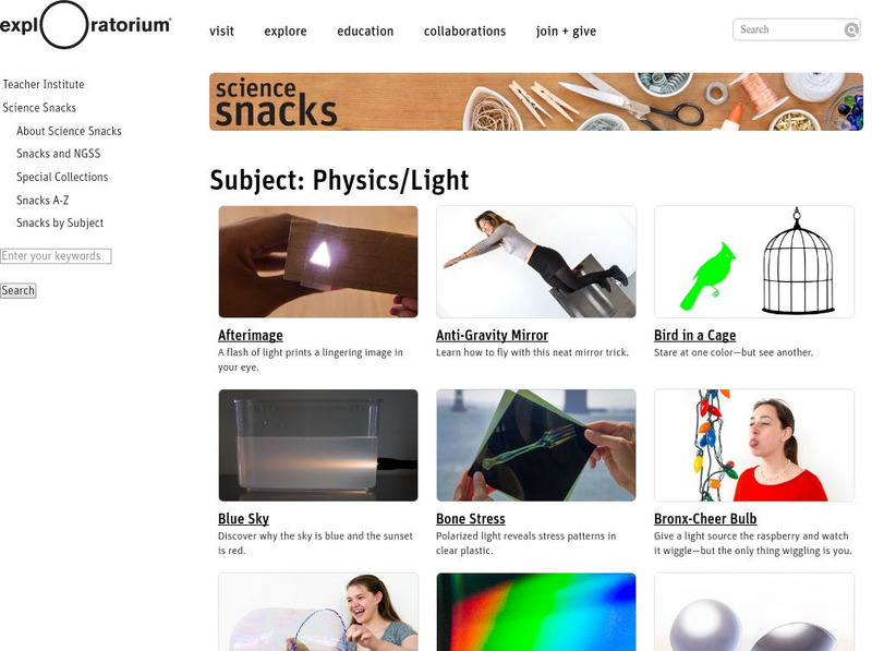 Exploratorium: Science Snacks: Physics/light Activity Exploratorium: Science Snacks: Physics/light Activity