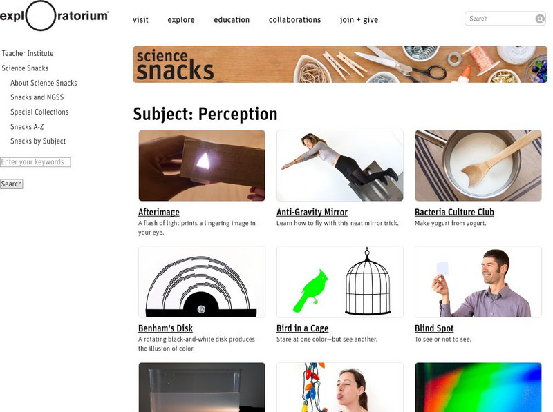 Exploratorium: Science Snacks: Perception Activity Exploratorium: Science Snacks: Perception Activity