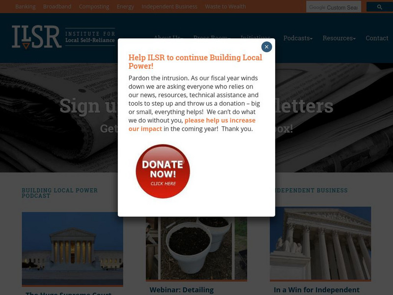 Institute for Local Self Reliance Website Institute for Local Self Reliance Website