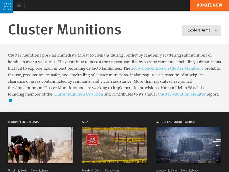 Human Rights Watch: Arms: Cluster Munitions Website