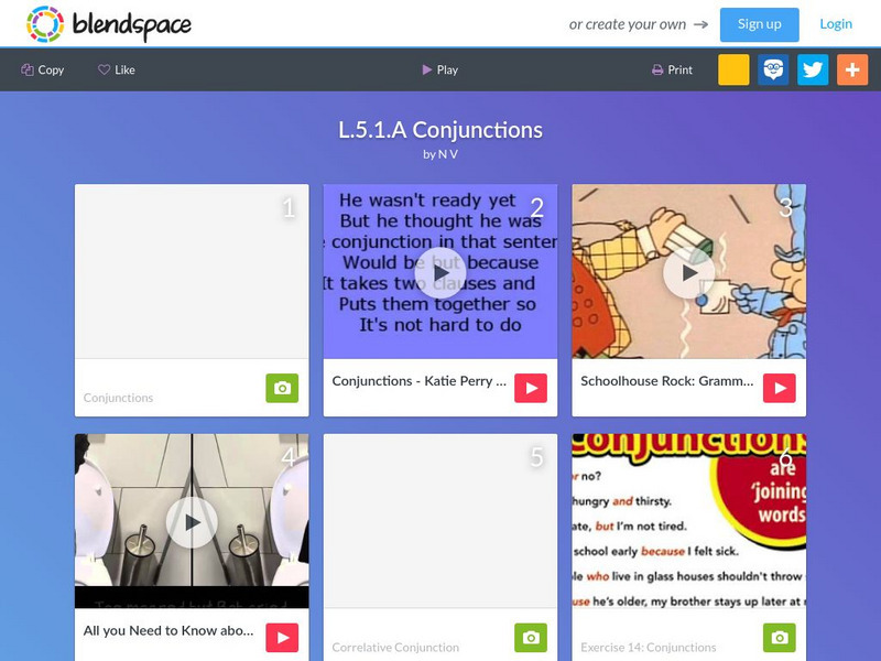 Blendspace: L.5.1.a Conjunctions Unit Plan Blendspace: L.5.1.a Conjunctions Unit Plan