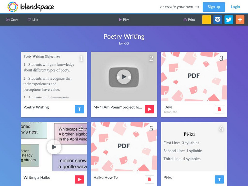 Blendspace: Poetry Writing Unit Plan Blendspace: Poetry Writing Unit Plan