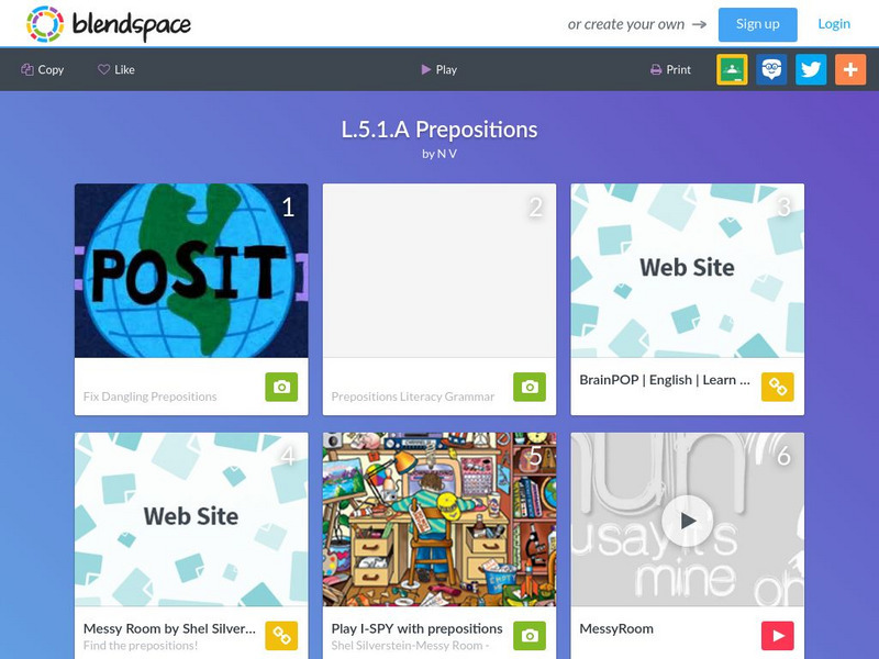 Blendspace: L.5.1 a Prepositions Unit Plan Blendspace: L.5.1 a Prepositions Unit Plan