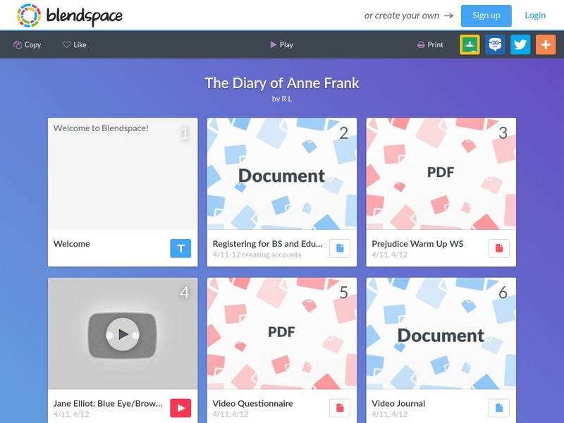 Blendspace: The Diary of Anne Frank Unit Plan Blendspace: The Diary of Anne Frank Unit Plan