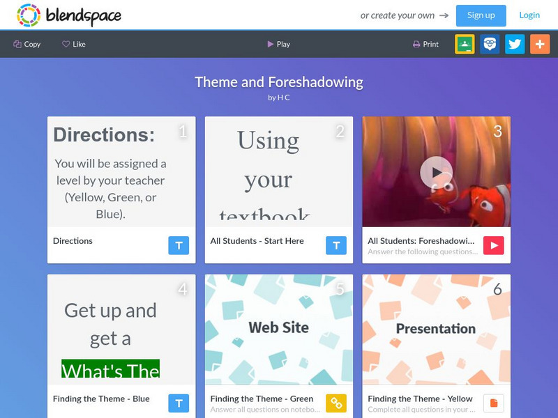 Blendspace: Theme and Foreshadowing Unit Plan Blendspace: Theme and Foreshadowing Unit Plan