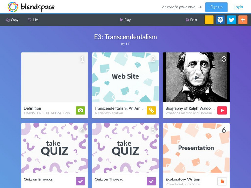 Blendspace: Transcendentalism Unit Plan Blendspace: Transcendentalism Unit Plan