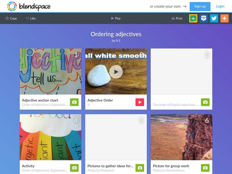 Blendspace: Ordering Adjectives Unit Plan Blendspace: Ordering Adjectives Unit Plan