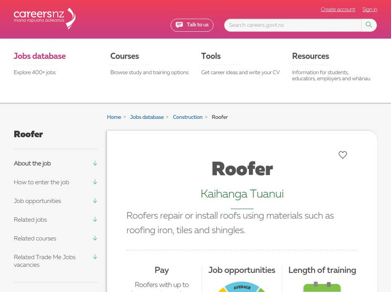 Careers New Zealand: Roofer Website