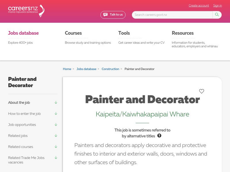 Careers New Zealand: Painter and Decorator Website