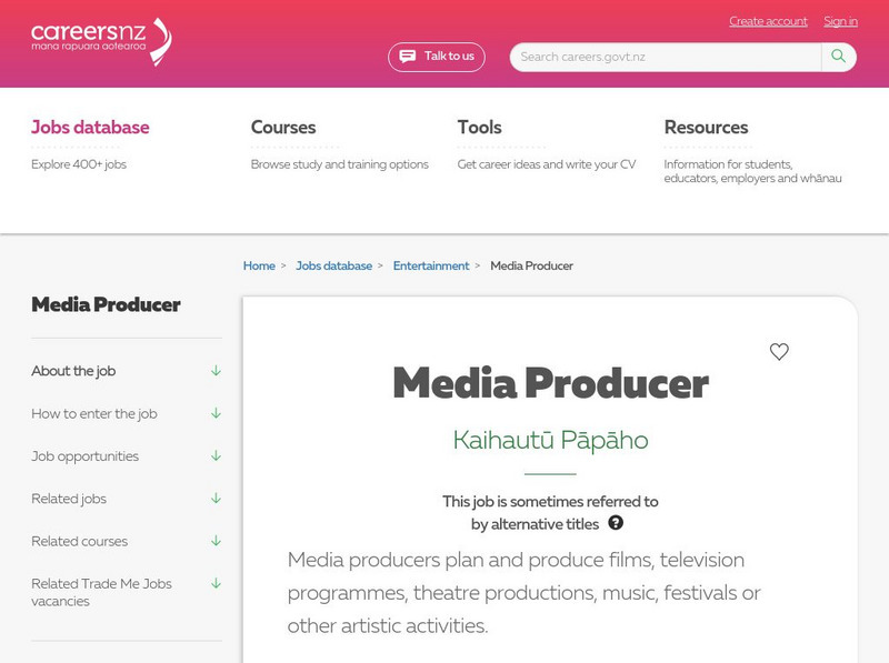 Careers New Zealand: Media Producer Website Careers New Zealand: Media Producer Website