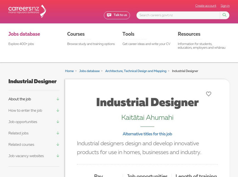 Careers New Zealand: Industrial Designer Website Careers New Zealand: Industrial Designer Website