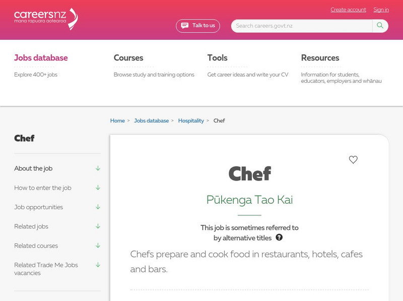 Careers New Zealand: Chef Website