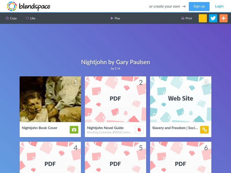 Blendspace: Nightjohn by Gary Paulsen Unit Plan Blendspace: Nightjohn by Gary Paulsen Unit Plan