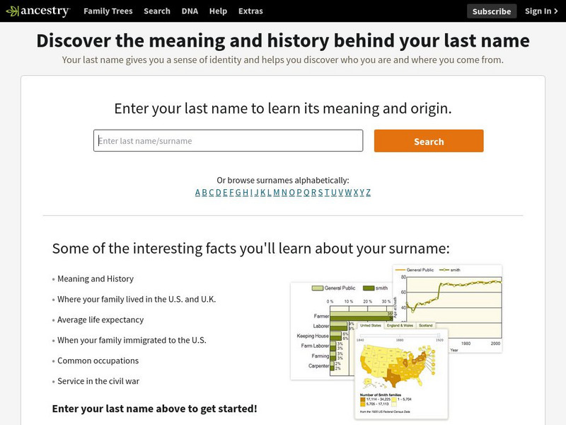 Ancestry: Last Name Meanings and Origins Handout Ancestry: Last Name Meanings and Origins Handout