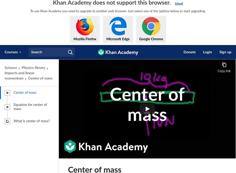 Khan Academy: Moments, Torque, and Angular Momentum: Center of Mass Instructional Video