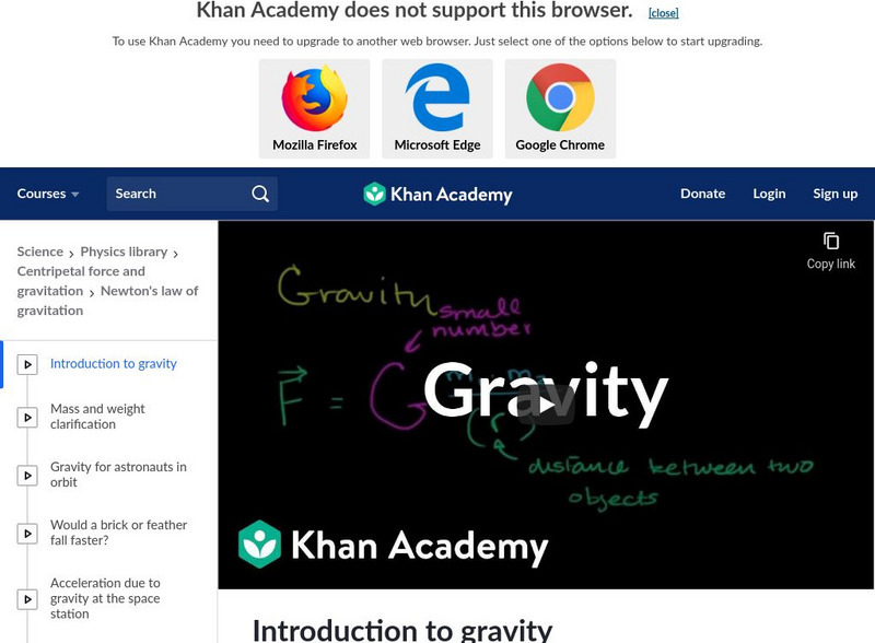 Khan Academy: Physics: Gravitation: Introduction to Gravity Instructional Video Khan Academy: Physics: Gravitation: Introduction to Gravity Instructional Video