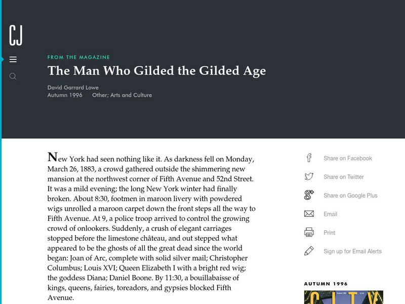 City Journal: The Man Who Gilded the Gilded Age Handout City Journal: The Man Who Gilded the Gilded Age Handout