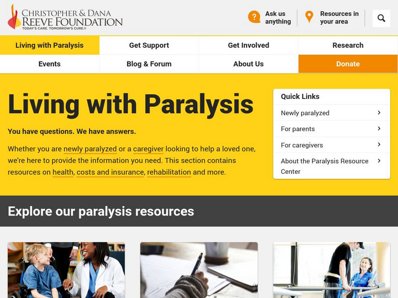 Christopher & Dana Reeve Paralysis Foundation: Resource Center Website Christopher & Dana Reeve Paralysis Foundation: Resource Center Website