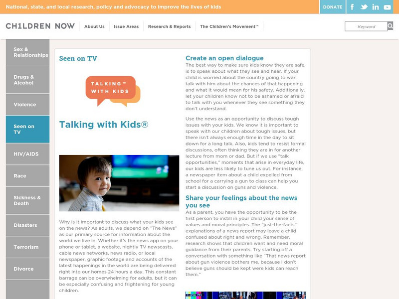 Children Now: Talking With Kids About Tough Issues: Tv News Website Children Now: Talking With Kids About Tough Issues: Tv News Website