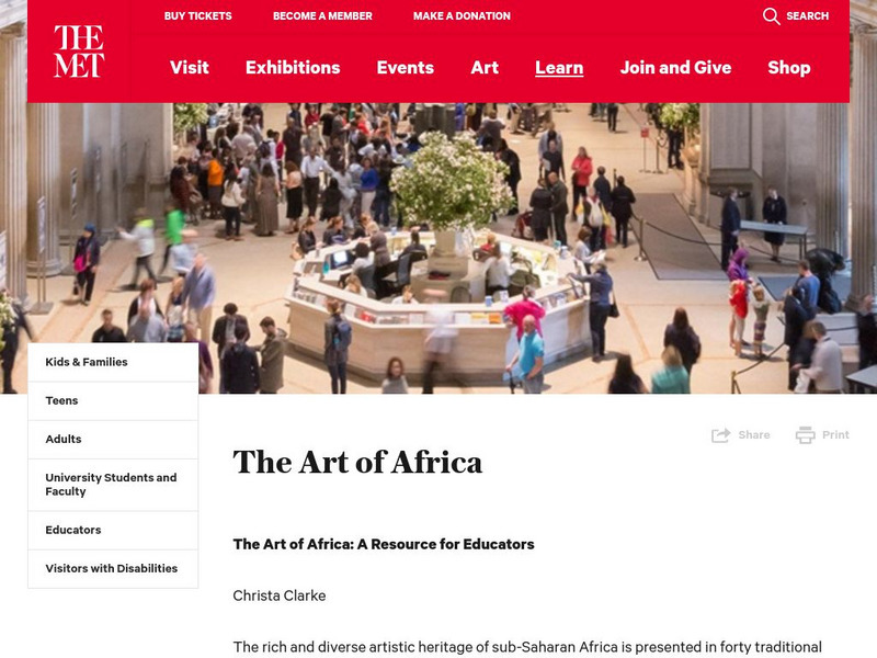 Metropolitan Museum of Art: Art of Africa Lesson Plan Metropolitan Museum of Art: Art of Africa Lesson Plan