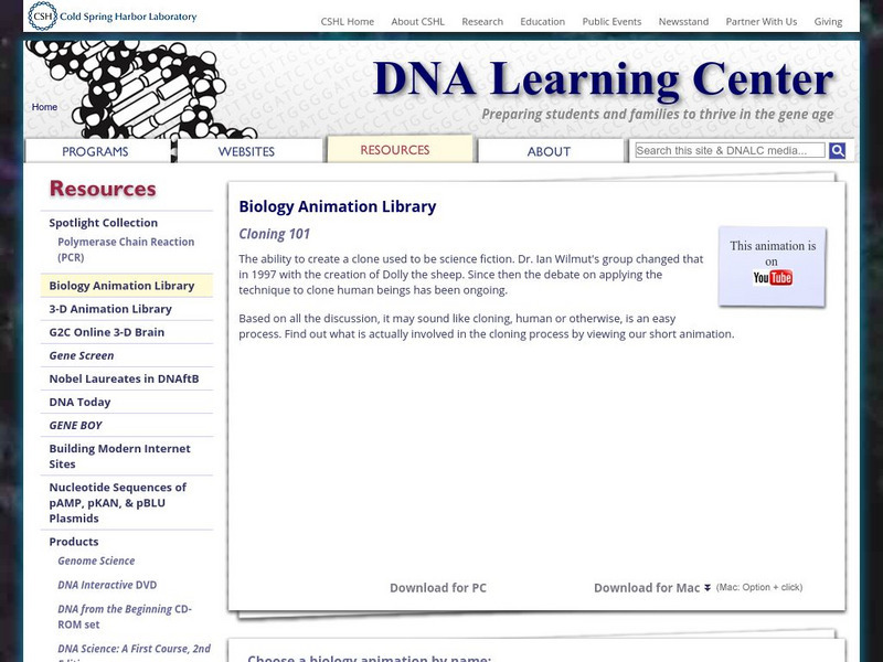 Dolan Dna Learning Center: Cloning 101 Interactive