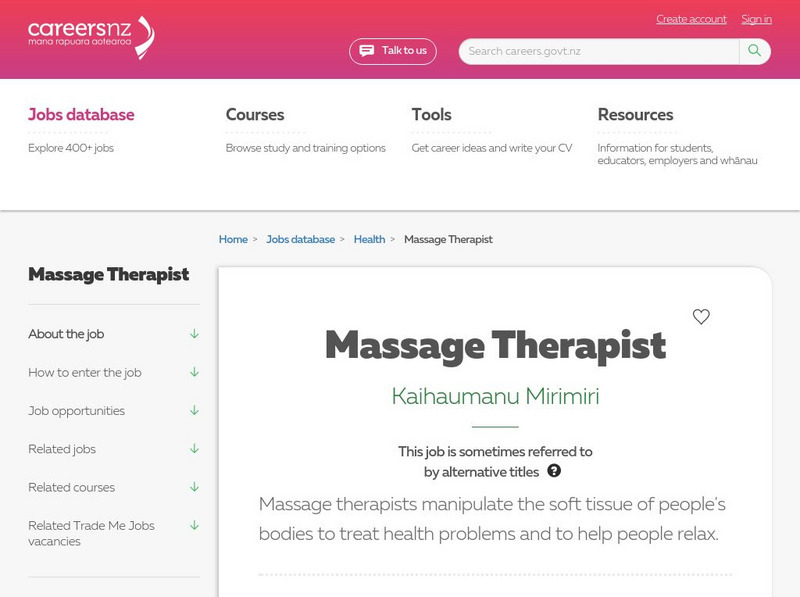 Careers Nz: Massage Therapist Website Careers Nz: Massage Therapist Website