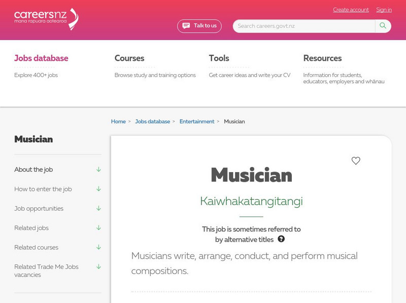 Careers Nz: Musician Website Careers Nz: Musician Website