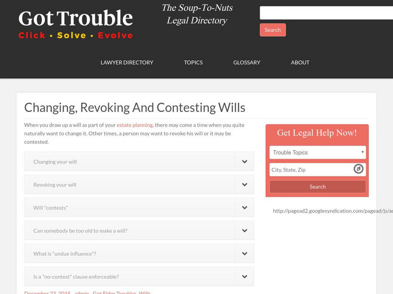 Changing, Revoking and Contesting Wills Activity