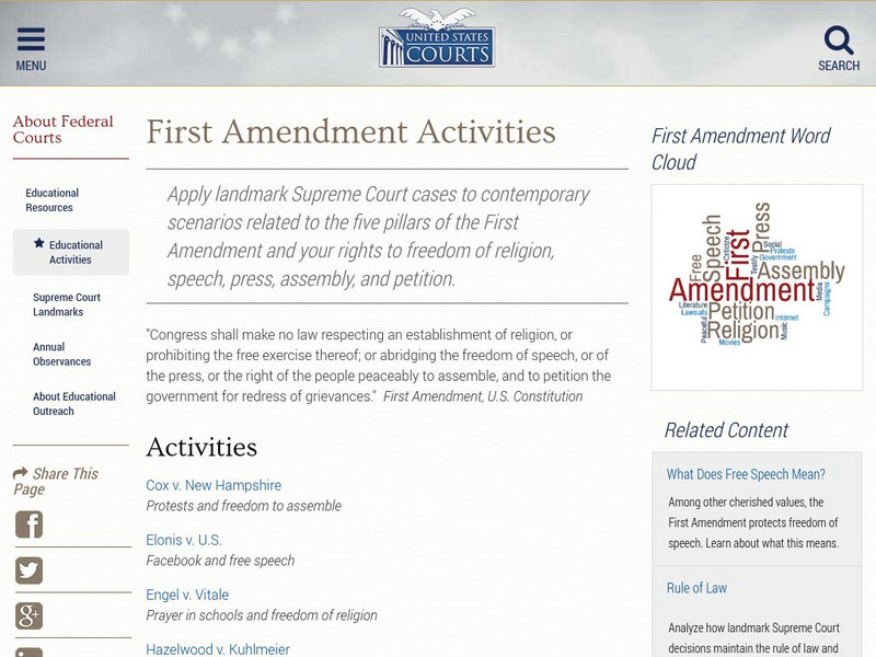 Us Courts: First Amendment Activities Activity Us Courts: First Amendment Activities Activity