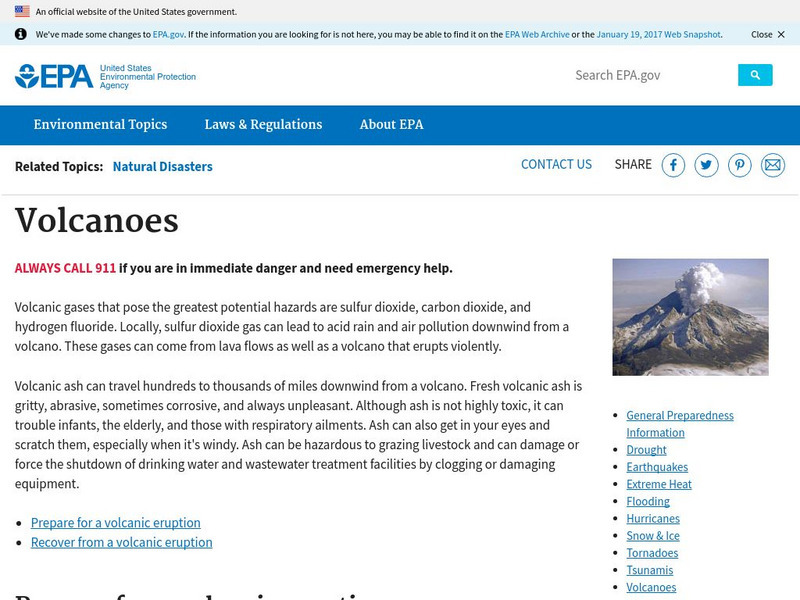 Epa: Natural Disasters: Volcanoes Handout