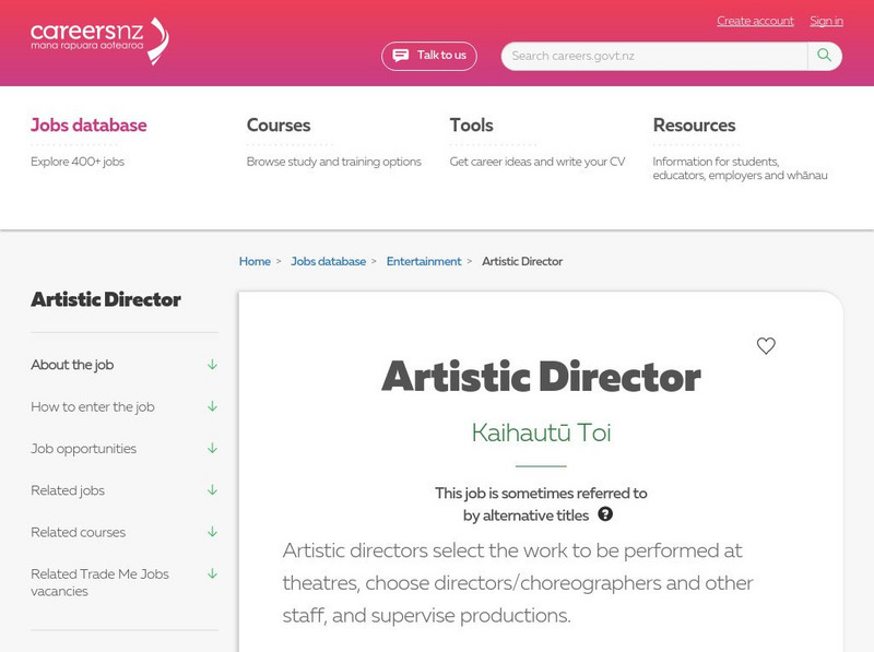 Careers Nz: Artistic Director Website Careers Nz: Artistic Director Website