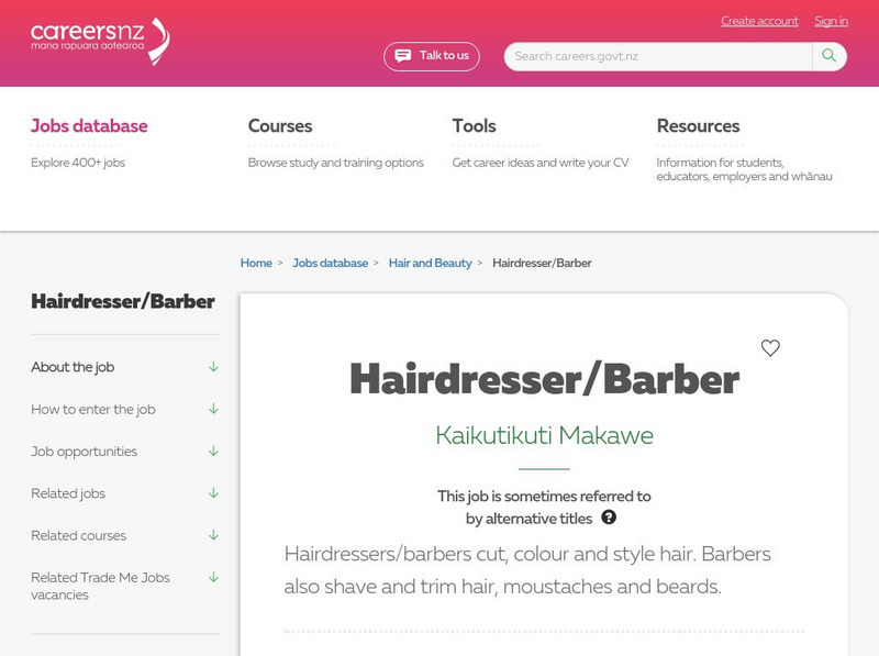 Careers Nz: Hairdresser / Barber Website