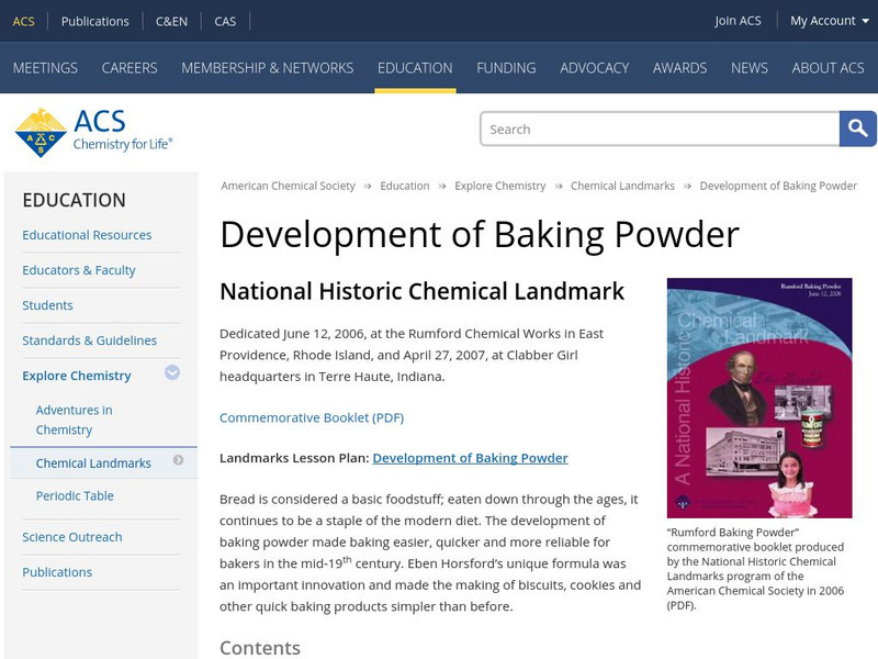 American Chemical Society: Development of Baking Powder Lesson Plan American Chemical Society: Development of Baking Powder Lesson Plan