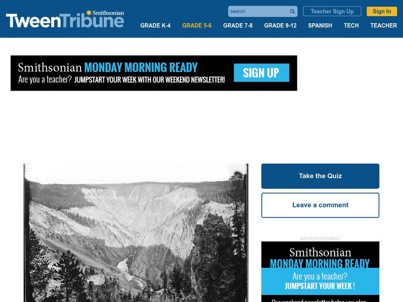 Tween Tribune: Week of 6 13 16: Yellowstone, Then and Now Article Tween Tribune: Week of 6 13 16: Yellowstone, Then and Now Article