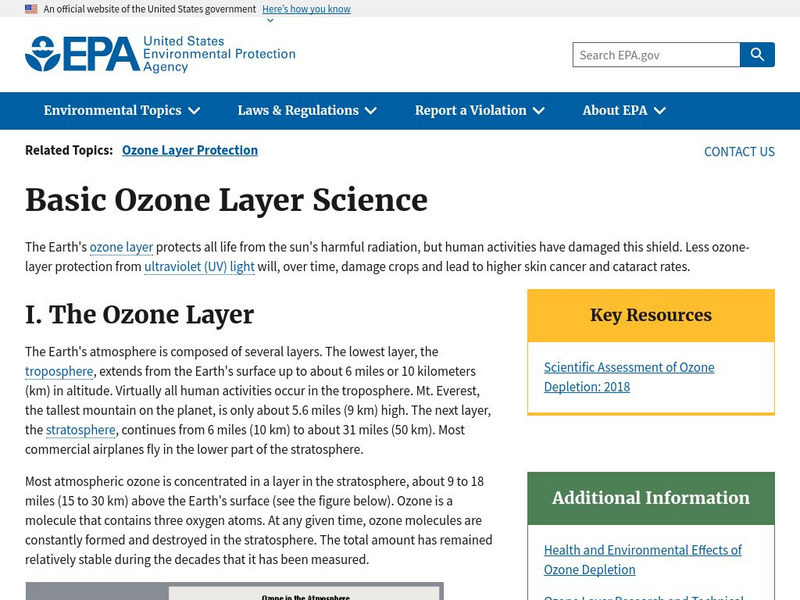 Epa: Basic Ozone Layer Science Handout Epa: Basic Ozone Layer Science Handout