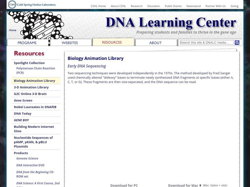 Dolan Dna Learning Center: Early Dna Sequencing Interactive Dolan Dna Learning Center: Early Dna Sequencing Interactive