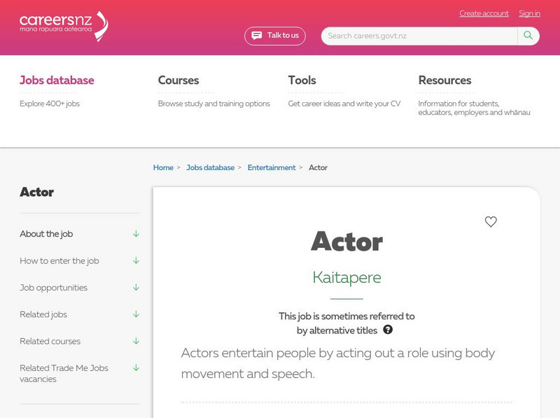 Careers Nz: Actor Website Careers Nz: Actor Website
